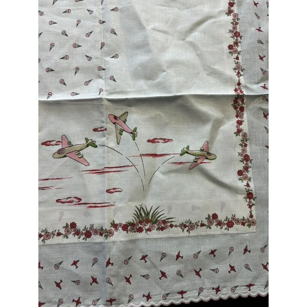 1940s Military Paratrooper Childrens Twin Fitted Sheet Pillow Sham Parachute